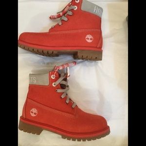 Boys Timberland premium boot medium red unbuckle